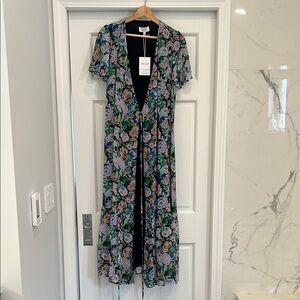 & Other Stories Size 4 Blue Green Tie Front Maxi Dress